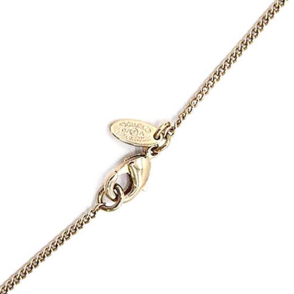 CHANEL CC Logo Rhinestone Pearl Clover Charm Necklace 17" Gold Tone 07A Auth - Picture 5 of 6